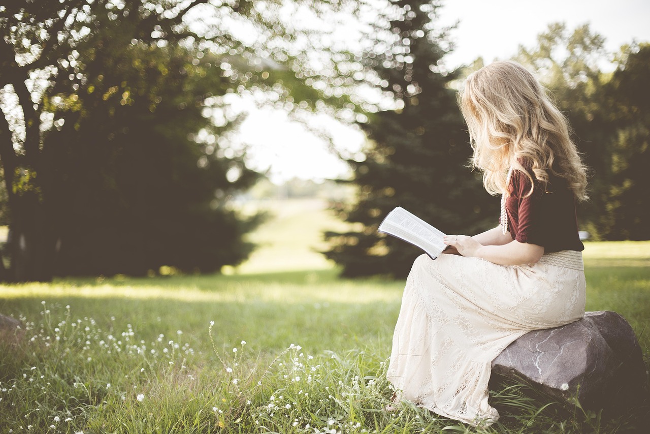 Frisse leesruimte met planten en boeken.